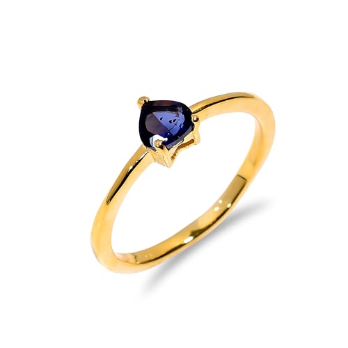 Bague de fiançailles en argent 925 avec iolite naturelle en cœur pour femme R-033