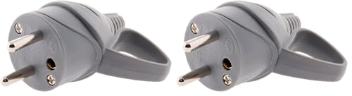 Fiche mâle Zenitech 16A 2P+T avec anneau et ergot gris pour branchement sécurisé Lot de 2