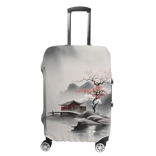 Landscape Flowers Luggage Cover, Elastic Luggage Protector Fits 19-32in Suitcases, Washable & Anti-Scratch Suitcase Cover for Men Women S