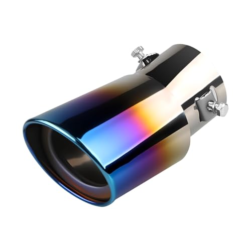 GAOLAOSY Stainless Steel Car Exhaust Tail Pipe Tip Universal 2.5 Inlet 3.3 Outlet Chrome-Plated Finish Tailpipe Exhaust Tip Adjustable Car Modification Tail Throat Tail Pipe for Cars (Blue Bend)