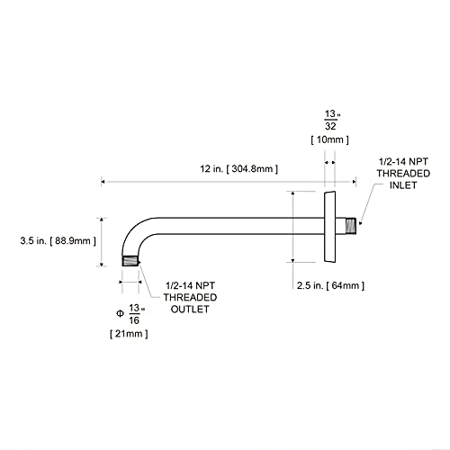 Offo Shower Arm With Flange 12 Inches Wall Mount Replacement Angle Shower Head Arm Wall-Mounted For Fixed Shower Head & Handheld Showerhead Matte Black #TOP6