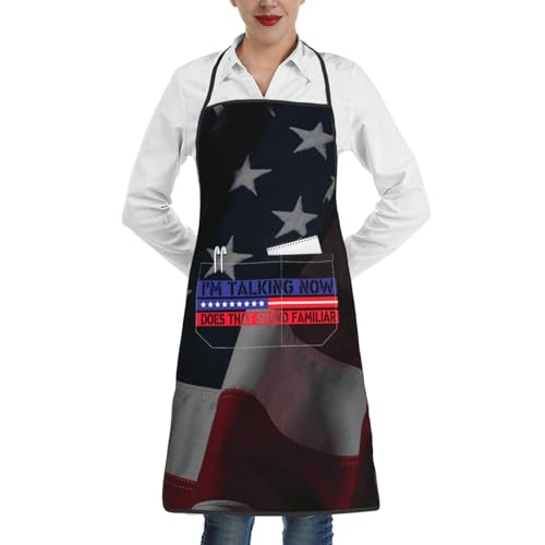nopicsn I'm Talking Now Does That Sound Familiar Apron for cooking with Pockets Women Men Kitchen Chef Funny Aprons