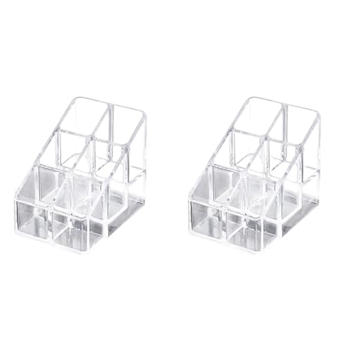minkissy Organiseur de rouge à lèv res et gloss à lèv res, 2 pièces, petit porte-parfum compact en acrylique transparent pour huiles essentielles, avec 6 fentes, étui transparent