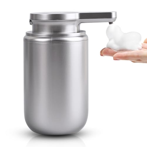 LAOPAO ソープディスペンサー 自動 泡 2段階 手洗い オートディスペンサー 充電式 ハンドソープディスペンサー 食器洗剤 ハンドソープ 台面 トイレ キチン シルバー JS020 plastic silver [並行輸入品]