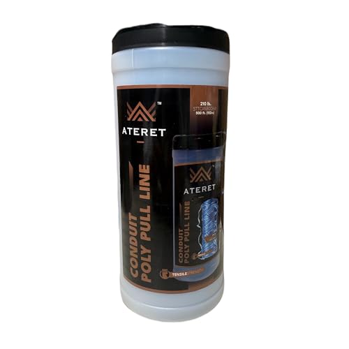 ATERET High-Strength 210 lb Polypropylene Pull Line 500ft Durable Blue Tracer Rope for Easy Pulling Rigging & Electrical Applications