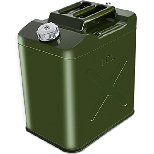 YILEFU Jerrican Essence,Diesel Jerricane,Bidon D'essence Vertical 10L-60L,Bidon De Carburant en Métal Portable,épaissi Réservoirs De Carburant De Secours Verts,pour Motos Et Automobiles,10L