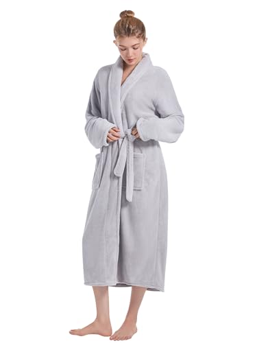 Image of Soft Robe For Women,Warm Plush Bath Robes Female,Spa Towel After Shower Lightweight Long Bathrobe