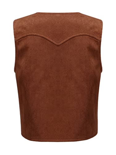 renvena Boys Cowboy Western Suede Vest Kids Halloween Themed Party Fringed Dressy Waistcoat2