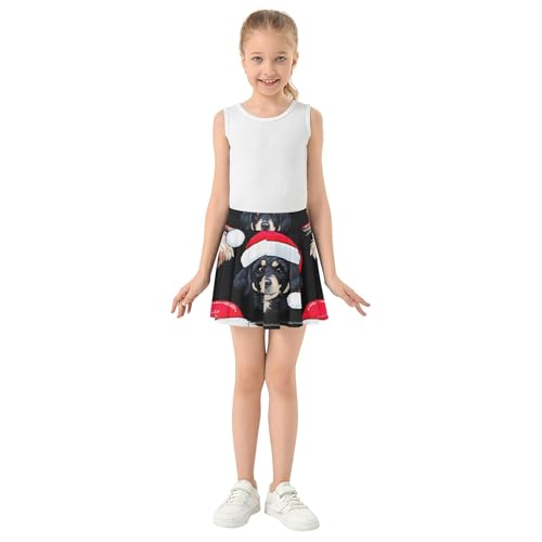 Cute Dog Santa Black Christmas Athletic Shorts for Girls Skorts Tennis Skirts Toddler Cute Comfy Butterfly 3t3