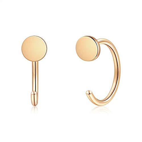 Memorjew 925 Sterling Silver Earrings for Women, Tiny Cubic Zirconia Bar Ball Star Moon Open Huggie Hoop Earrings Minimalist Hypoallergenic Earrings for Women