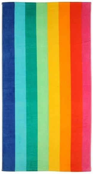 Mainstays Toalla de playa grande 34 x 64 pulgadas (Ms Multistripe- Color arcoíris)