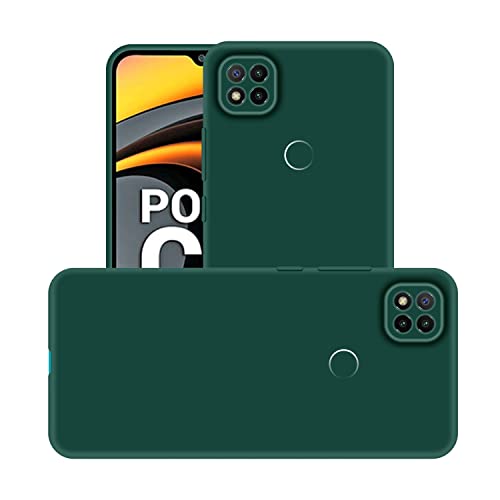 Image of Case Creation Liquid TPU Silicone Cover for Poco C31 Soft Case,Anti-Dirty Slim Case Frosted Matte Cute Candy TPU Raised Bezel (Splash of Color) Back Case Cover for Xiaomi Poco C31 -Lake Green