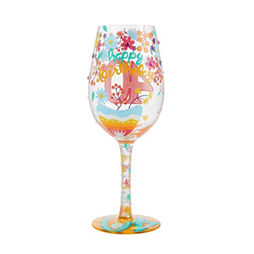 Enesco Designs By Lolita Happy 40Th Birthday Hand-Painted Artisan Wine Glass, 1 Count (Pack Of 1), Multicolor #TOP2