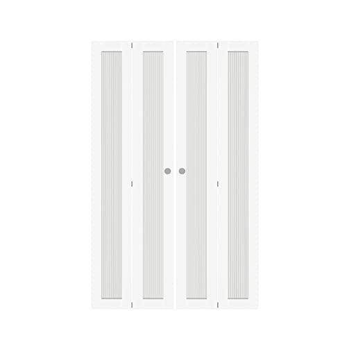 BARNER HOME Closet Door, Full Lite Reeded Glass Panel Bifold Doors, Easy Assembly, Folding Doors with Hardware Kits for 48"x 80" Opening