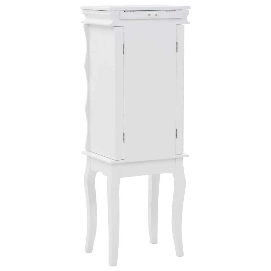 Générique Armadio per gioielli su gambe Bianco MDF | Quattro Piedi In Legno Di Pino, Facile Da Montare, Per Orecchini E Collane