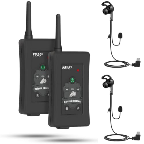 Image of EJEAS FBIM Professional Referee Bluetooth Intercom Headset, 4-Way 1500M Referee Communication System with Noise Reduction /Waterproof /Armband for Football and Handball Sports (2PCS)