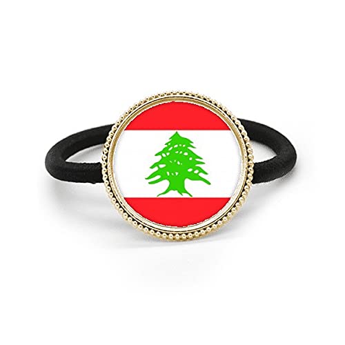 Élastique à cheveux motif drapeau Liban en caoutchouc et métal