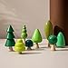 Youuys Wooden Craft Forest Trees Toys, 8 Pcs Finished Scene Mini Tree Kit Craft Set - Cake Topper - for Early Educational Preschool Classroom Project Montessori Toys