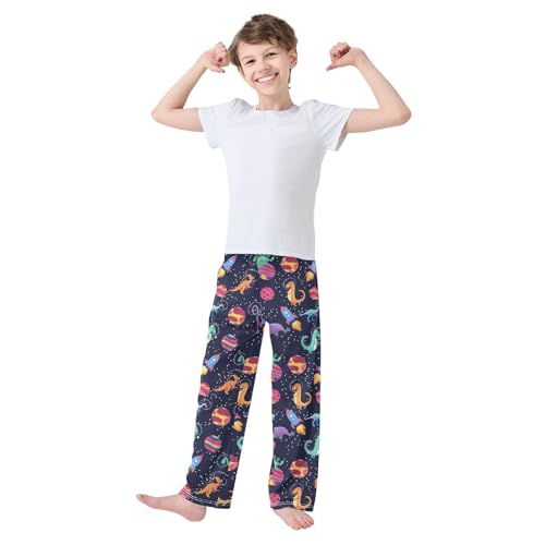 ZZXXB Dinosaur Planet Boys Long Pants Soft Trousers Elastic Waist Kids Lounge Bottoms with Pockets S-XL2