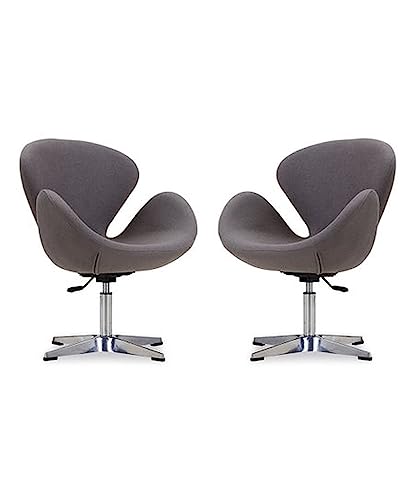Image of Faux Leather - Modern Swivel Lounge Chair With Hydraulic Lift For Home Office Hotel Cafe (Grey)