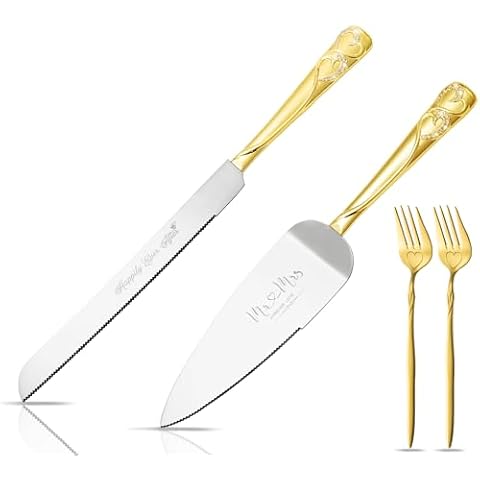 VARLKA Gold Cake Cutting Set for Wedding, Cake Cutter and Pie Server Spatula Set Rhinestone Decorated Cake Knife for wedding Gifts for Couples Cover