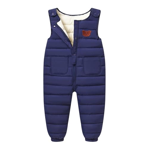 Toddler Boys Girls Puffer Snow Pants Baby Winter Warm Snowsuit Zip Up Quilted Down Overalls Windproof (Blue, 3-4 Years)