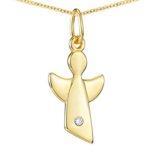 Materia Engel Kette mit Anhänger Gold - 925 Silber Kinderschmuck vergoldet Taufkette Taufe Geburtstag ka-459-gold-K108