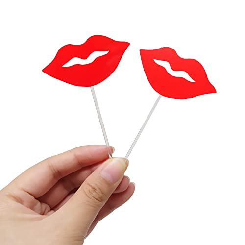 Honbay 30Pcs Sexy Red Lip Cake Cupcake Toppers Dessert Decorations Food Fruit Picks For Valentine's Day, Bachelorette Party, Bridal Shower, Engagement, Wedding, Birthday, Etc #TOP1