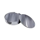 EUROXANTY 6er Set Edelstahl-Untersetzer | runde Bierdeckel mit Gummiunterlage | Satz von 6 rutschfesten Glasuntersetzern | Ø 10 cm rostfreie Weinuntersetzer mit Aufbewahrungseinsatz