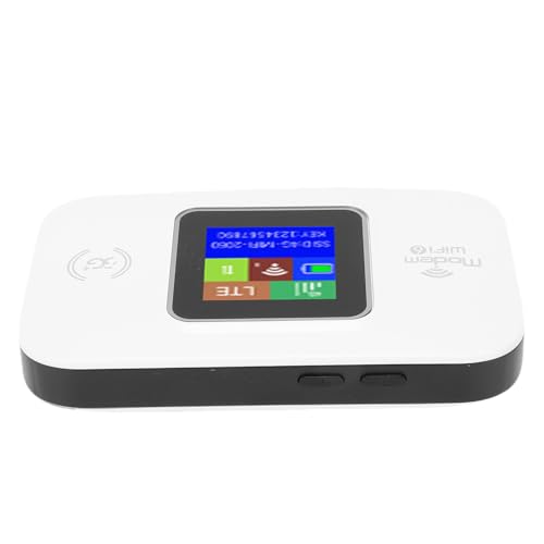 Image of 4G Mobile WiFi Travel Router Mobile Hotspot, Dual SIM Card Slot Plug and Play 300Mbps Internet Router with Color LED Display Screen, Battery for Smartphone Laptop Tablet (White)