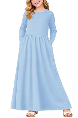 Image of Deerose Girls Maxi Dress Short Sleeve Casual Long Dresses with Pockets 5-14 Years