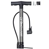 [wowlomo] 自転車 空気入れ 小型 携帯ポンプ フロアポンプ 仏式/米式/英式 全バルブ対応 160psi/11Bar コンパクト 軽量 エアポンプ 自転車用ポンプ 収納ケース付き ロードバイク クロスバイク 原付 ボール・浮き輪用アダプター付き 3色展開 スチール製 (グレー)