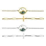 Flongo Pulsera de semillas de mostaza para mujeres y adolescentes – 2 piezas de joyería cristiana de oro con cruz y versículo bíblico Your Faith Can Move Mountains – Regalo para bautizo, confirmación