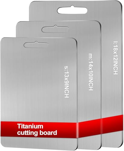 100% Pure Titanium Cutting Boards for Kitchen, Titaniums Cutting Board Set of 3, 2025 New Food-Grade Chopping Board for Easy to Clean and Will Not Absorb Odors (Titanium)