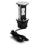 Lew Electric PUR15-S Round Countertop Pop Up 15 Amp Receptacles With USB Ports - Stainless Steel