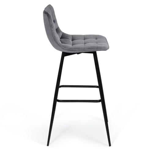 Lot de 4 tabourets de bar MADY en velours mix color pastel - vue 7