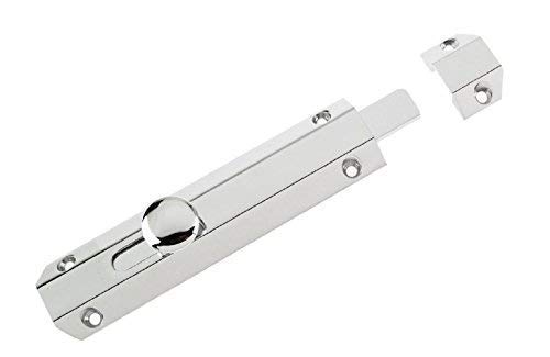 Heavy Duty Polished Chrome Surface Slide Door Bolt Lock 150mm (6"), Comes With 3 Styles Of Keep