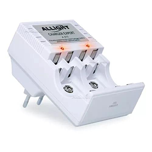 Kit Carregador de Pilhas e Baterias 9v + 4 Pilhas AA 4700mah Recarregáveis