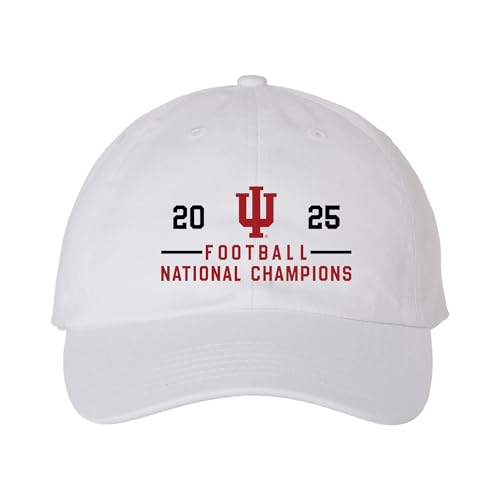 UGP Campus Apparel HT950G - Indiana Hoosiers 2025 Football Champions Simple Path Bio-Washed Classic - CFP Dad Hat - One Size - White