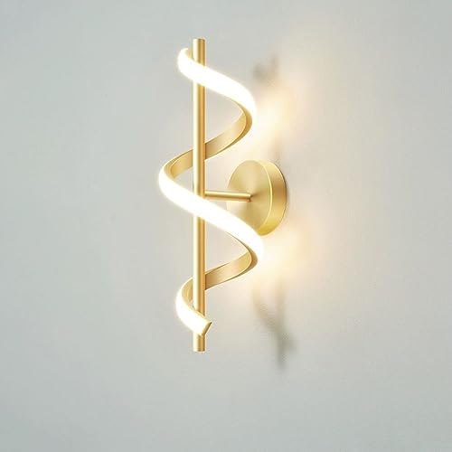 RXPVUXE 12W Modern LED Wall Sconce Lighting,Spiral Design Indoor Wall Light for Bedroom Living Room Office Restaurant Hallway Aluminum Wall Mounted Lamp(Black/Gold/White)