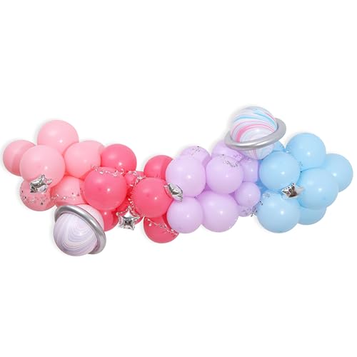 Guirlande de ballons rose espace en latex de qualité supérieure pour anniversaire d'astronaute