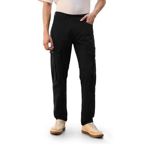 Image of NOBERO Men's Utility Cargo Pants | Cargo Pants for Men | Regular Fit | Multi-Pocket Utility Design | Durable Woven Fabric | Everyday Wear