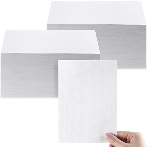 200 Sheets Linen Cardstock 5 x 7 Invitation Cardstock Heavy Weight Printer Paper Cardstock 92lb 250GSM Card Stock for Printer Index Cards Cover Postcards Blank Flash Note Greeting (White)
