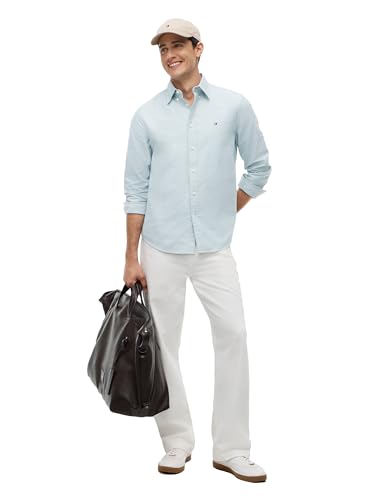 Image of Tommy Hilfiger Men's Long Sleeve Oxford Shirts in Regular Fit, Men's Button Down Shirts, Also Available in Big and Tall