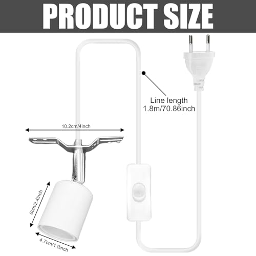 Heat Lamp Socket: E27 Heating Lamp Holder, 110-250V 100W Plug with 1.8 m Cable, Porcelain Socket 360° Rotatable, Dimmable - Image 2
