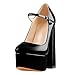 onlymakerheels Mary Jane Platform Chunky High Heels Ankle Strap Close Toe Pumps Black Size8