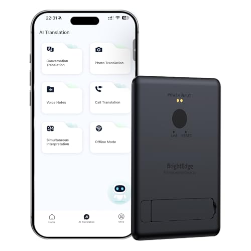 AI Translator Device with Magnetic Stand, Supports 146+ Languages, Real-Time Voice Cloning, Cross-App Translation, 98.6% Accuracy, 0.5s Response, Offline Mode, Ideal for Business, Travel & Learning