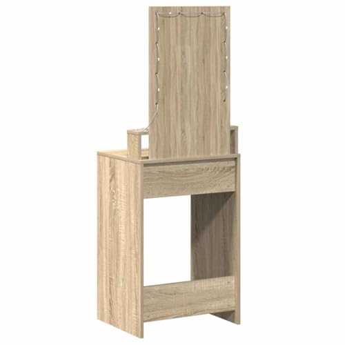 Cómoda con espejo y luces Mangloder tocador cosmético con espacio de almacenaje marrón 140 cm 7