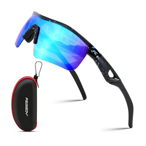 Image of FEISEDY Kids Polarized Sports Sunglasses, TR90 UV400 Baseball Cycling | LightWeight Wrap-Around for Boys Girls, TAC Polarized Lens blocks 100% UVA /UVB, Baseball /Softball /Cycling /Running B2454