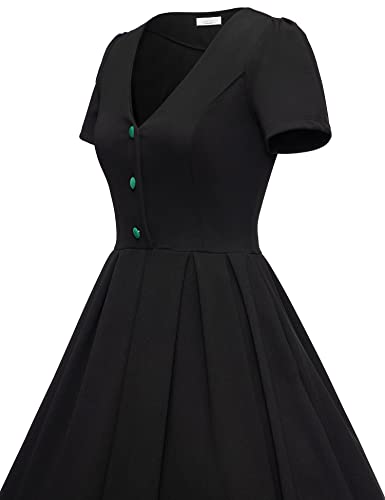 Milreason Women’s Cocktail Party Dress With Pockets Casual Swing Dress Button Up V-Neck 1950S Dresses For Women Vintage #TOP3